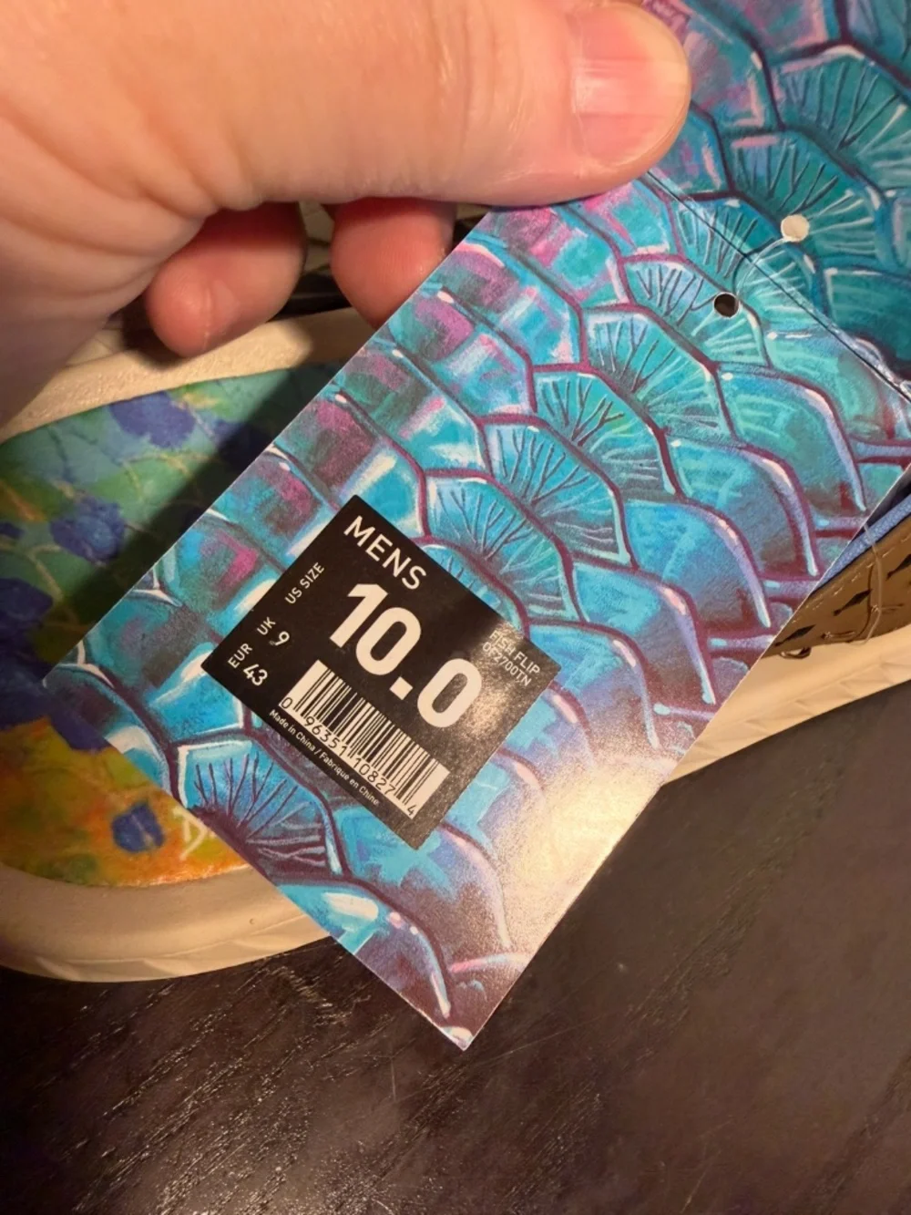 Korkers Fish Flip Dorado Sandals Flip Flops Blue/Green/Yellow Mens 10